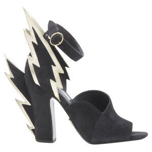 Prada suede metallic chunky heel